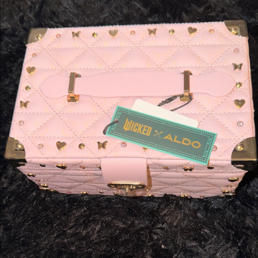 Aldo Pink Quilted Box Bag with Gold Details